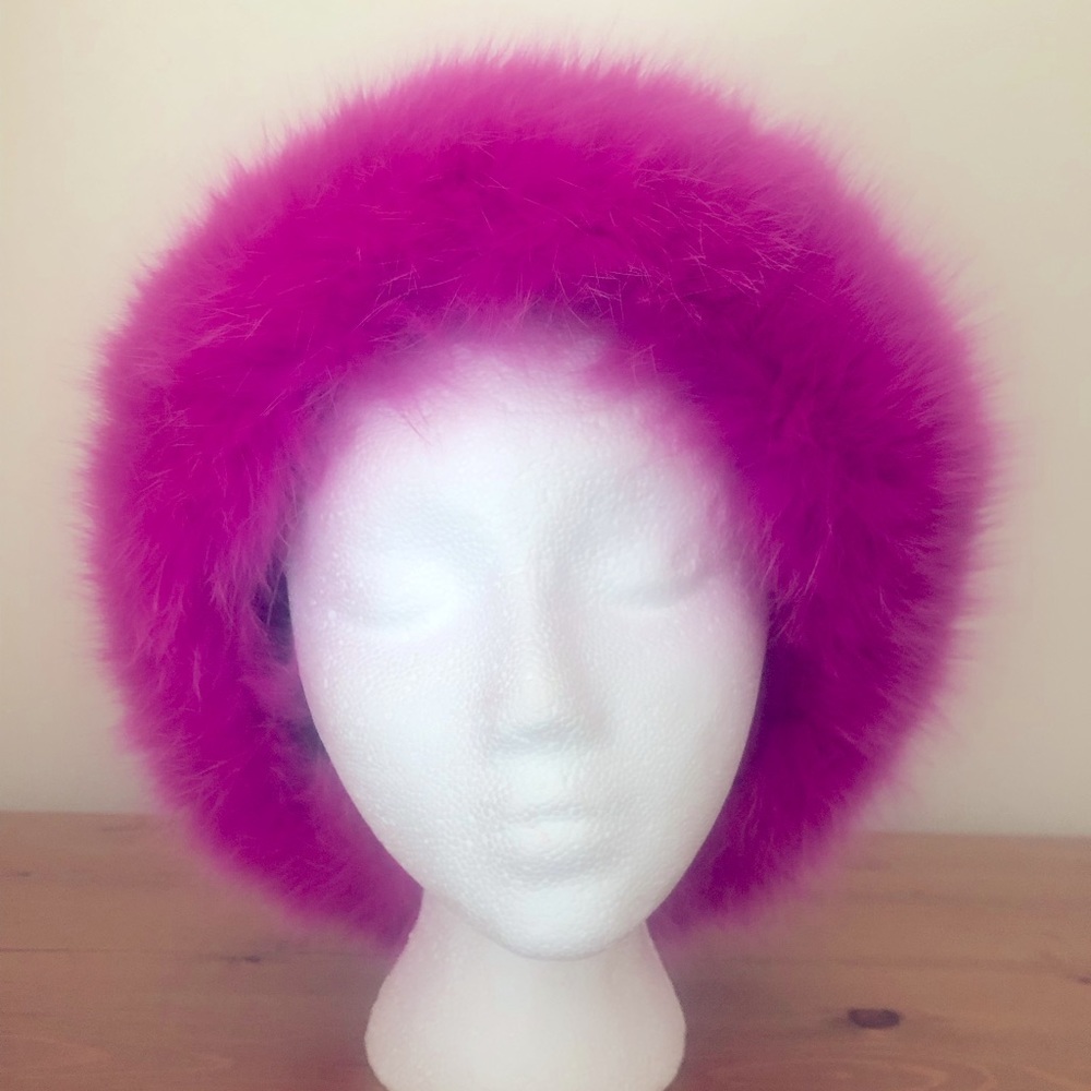 Prime Top Quality Dyed Blue Fox Skin Fur Headband - fur origin: Canada